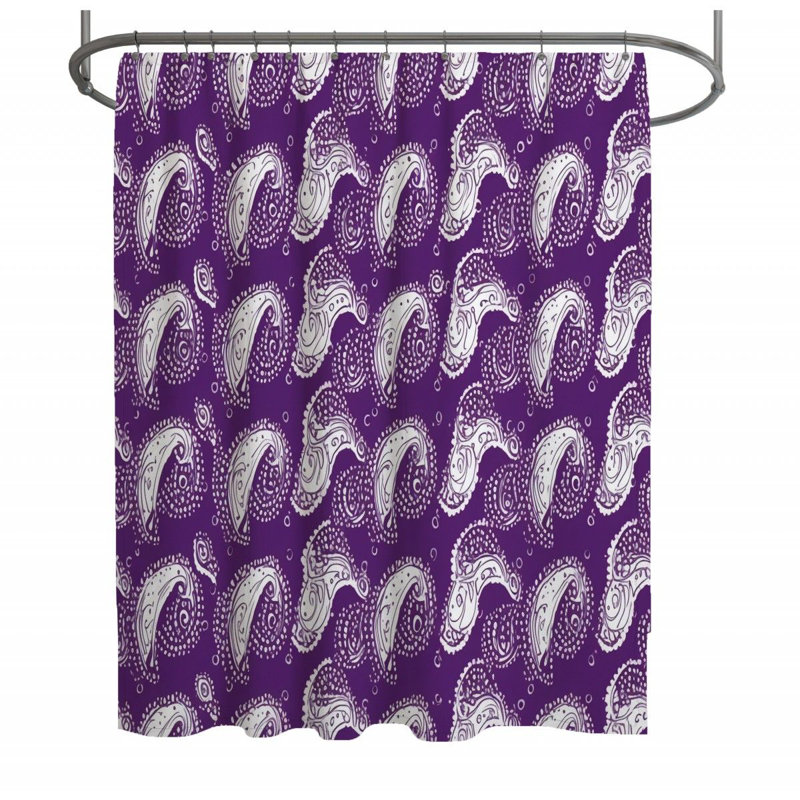 Rideau de douche à motif cachemire - Décoration de salle de bain abstraite, H 73 po x l 70 po