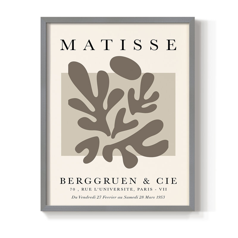 Matisse CCxxviii, reproduction d'art encadrée - bois massif, H 15 po x l 12 po, Gris