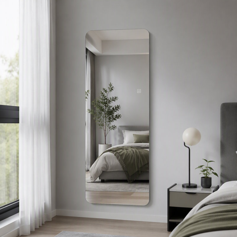 Miroir mural pleine longueur à DEL, miroir rectangulaire rétroéclairé de 63 po x 24 po avec 3 températures de couleur, gradation continue, fonction de mémoire, support incassable, certifié UL