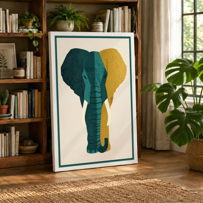 Geometric Elephant Art Deco - Wrapped Canvas