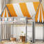 Lit mezzanine gris avec auvent, guirlandes de lumières à DEL et tablette de rangement