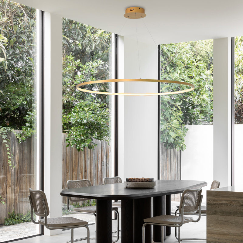 Eliades 39.4 Inch Large LED Simple Pendant Light Remote Dimming, Gold