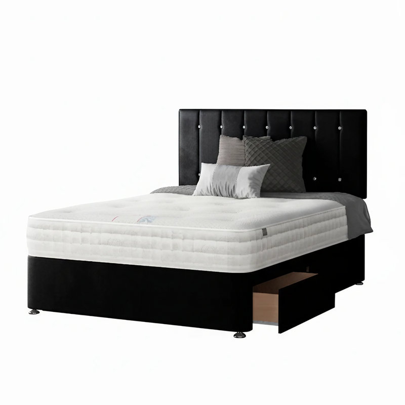 Fairley Divan Bed Base, Black, Super King (6'), 2 Foot-end Drawers