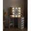 Kialen Modern Corner Makeup Vanity with 10  LED Lights, Tri-Fold Mirrors and 5 Drawers-76454799