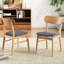 De 2 chaises de salle à manger - Chaise en tissu gris foncé avec siège et pieds en bois d'hévéa massif en chêne naturel (2) pieds confortables-118023659