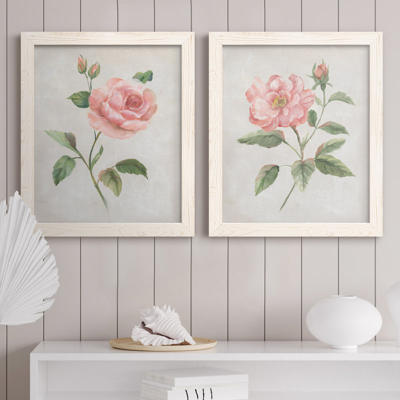 Grandiflora I - Ensemble de 2 peintures sur toile encadrées, H 24 po x l 36 po x P 1,5 po, Cadre blanc