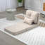 Fauteuil convertible convertible, canapé paresseux, canapé-lit pliant rembourré avec dossier réglable, structure en métal et coussins pour le salon, la chambre à coucher, beige