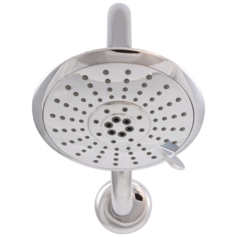 5" Round Thin 5-Function Adjustable Spray Shower Head with 8" S-Shaped Wall Mount Arm