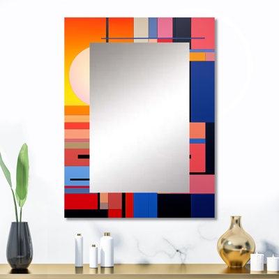 De Stijl Geometric Pastel Harmony III - Modern Rectangular Wall Mirror