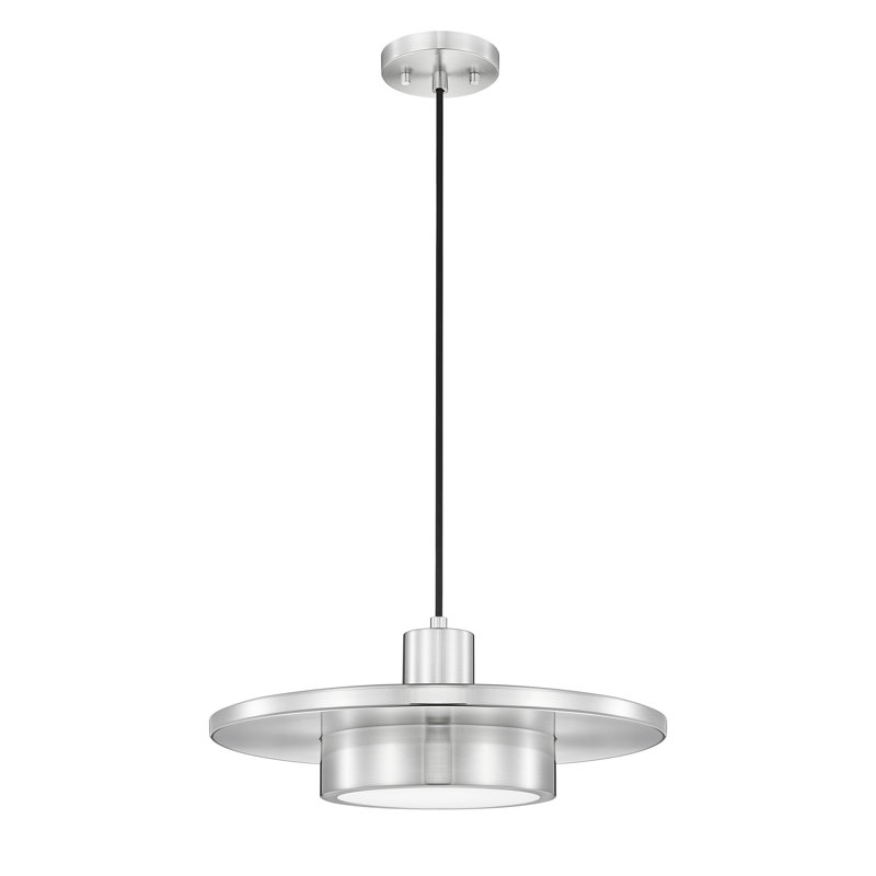 Luminaire suspendu nickel brossé 1 lumière Ludo, Nickel brossé