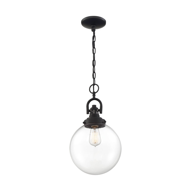 Crownfield 1-Light Single Globe Pendant, Aged Bronze