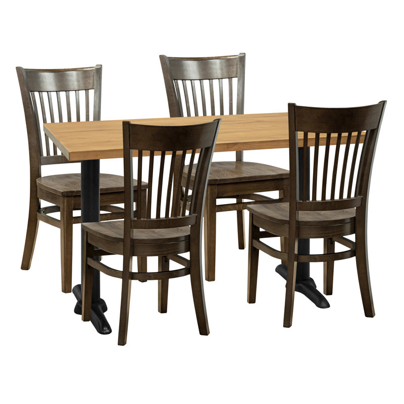 Ensemble de salle à manger 4 personnes - plateau jaune avec chaise d'appoint, gris, Chêne clair