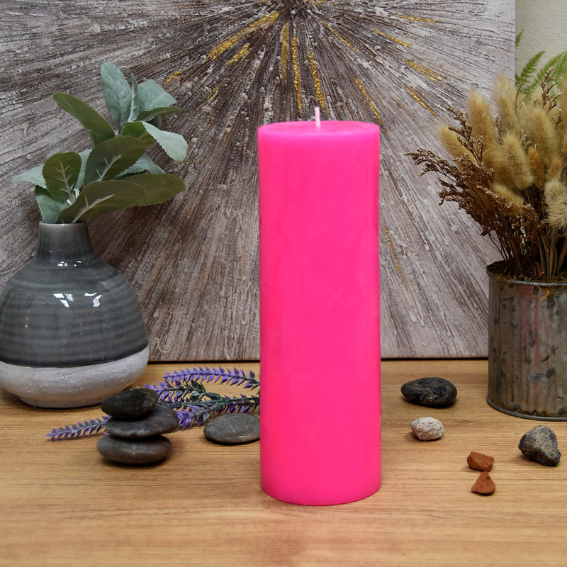 Bougie pilier rose chaud 9 pouces, 1, Rose millennial, H 9 po x l 3 po x P 3 po