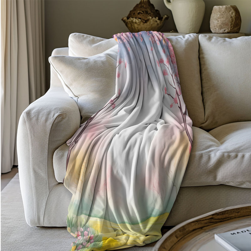 Couverture colorée en sherpa Premium Garden Symphony - 1 pièce, Grand lit