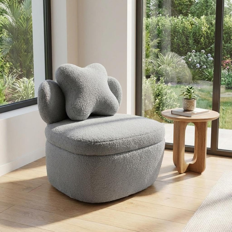Upholstered Swivel Accent Chair, Cream
