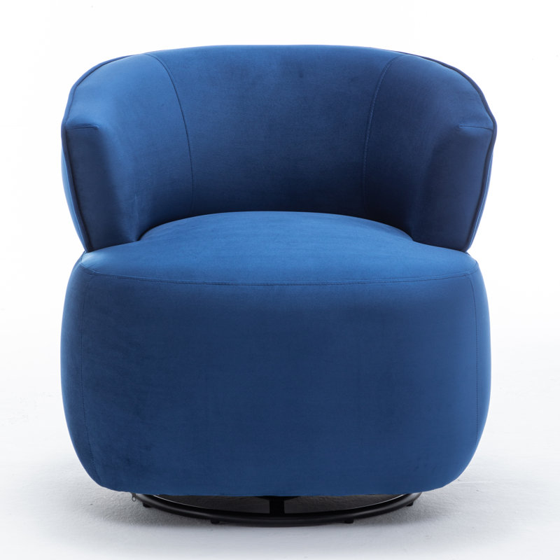 Olevide Swivel Barrel Chair, Navy Velvet