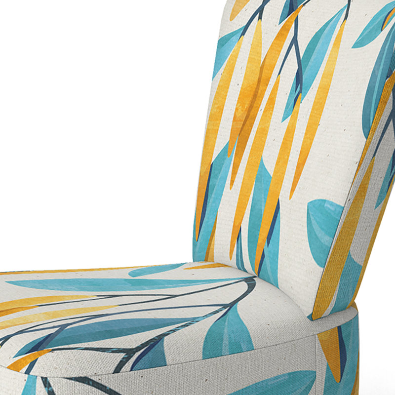 Chaise d'appoint, motif floral beige tapissé - motif floral beige II, Jaune / Turquoise