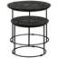 2 tables gigognes en noir mat, surface en bois de manguier, base en métal, tables de décor moderne de salon noir, surfaces et cadres, fonctionnel pour la maison