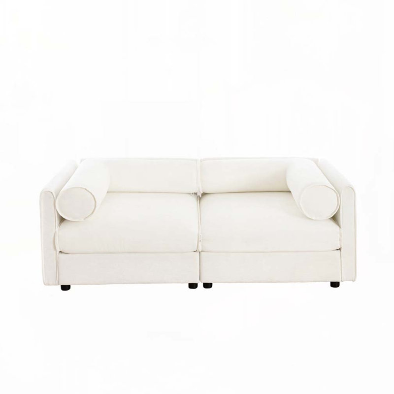 Canapé en chenille 4 places, Blanc, H 27,9 po x l 75,5 po x P 37,4 po, 2