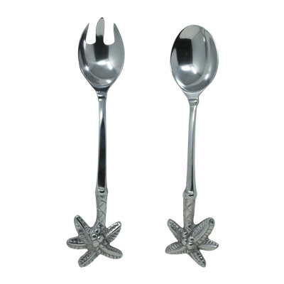 Pewter Spoon And Fork Server Set/starfish