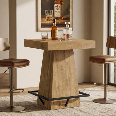 Table de bar 37,4 po de hauteur, table de pub carrée avec repose-pieds en métal (table seulement)