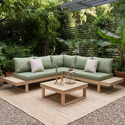 Ensemble de conversation modulaire pour 5 personnes avec coussins et table basse Abhipa (foyer non inclus)