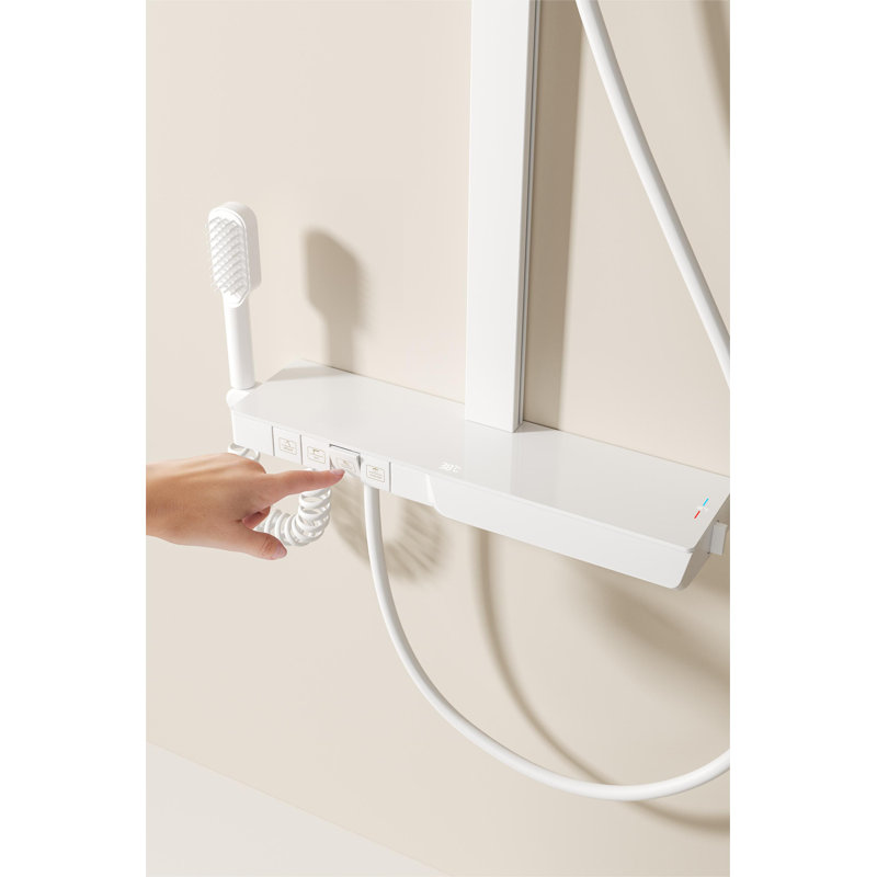Système de douche thermostatique par jour avec expérience brute de spa avec valve brute, pomme de douche à effet de pluie de 13 pouces et combiné à main, robinet de douche à inverseur à 3 fonctions (haute pression 4,0 gal / min)
