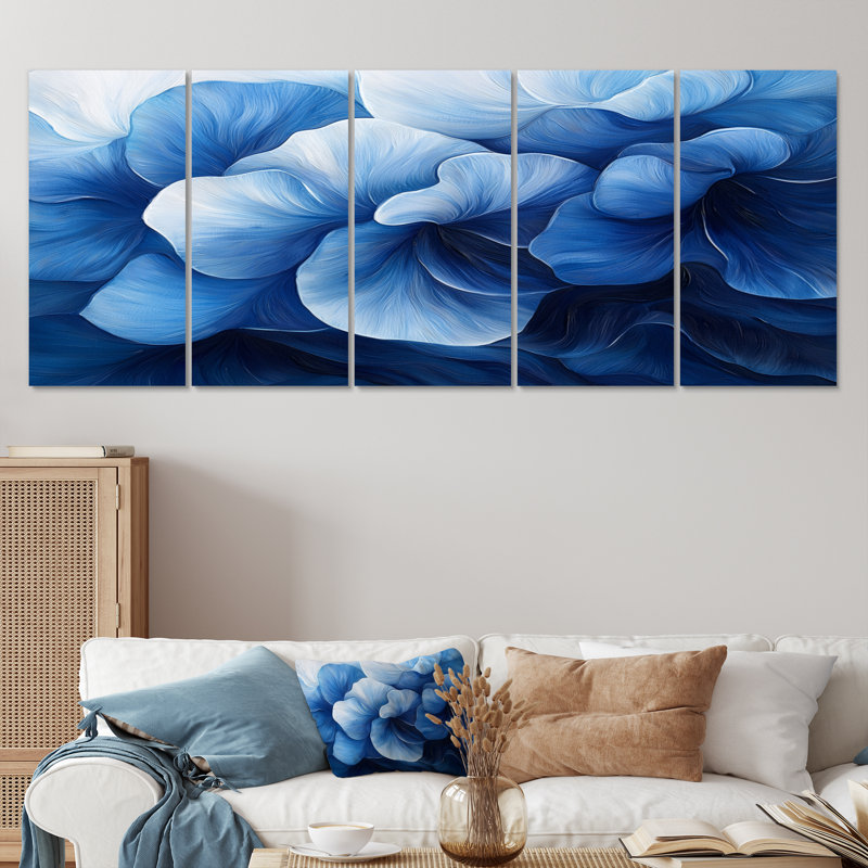 Blanc sur bleu jonquilles Bloom II - jonquilles murales - Art mural traditionnel, H 28 po x l 60 po, 5