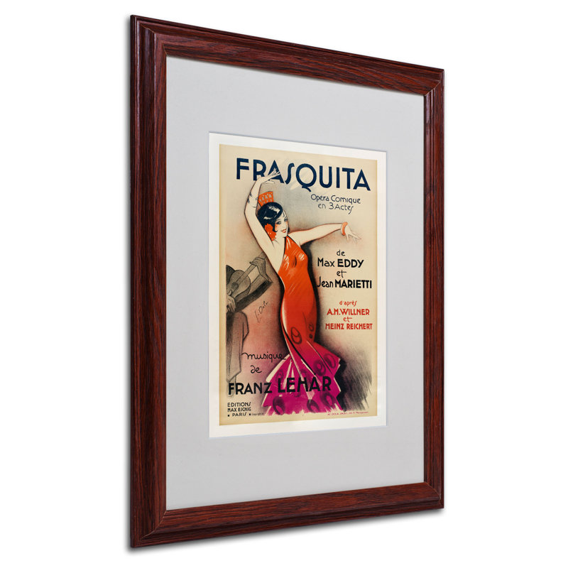 « frasquita », affiche rétro sur toile encadrée, H 20 po x l 16 po x P 0,5 po, Brun