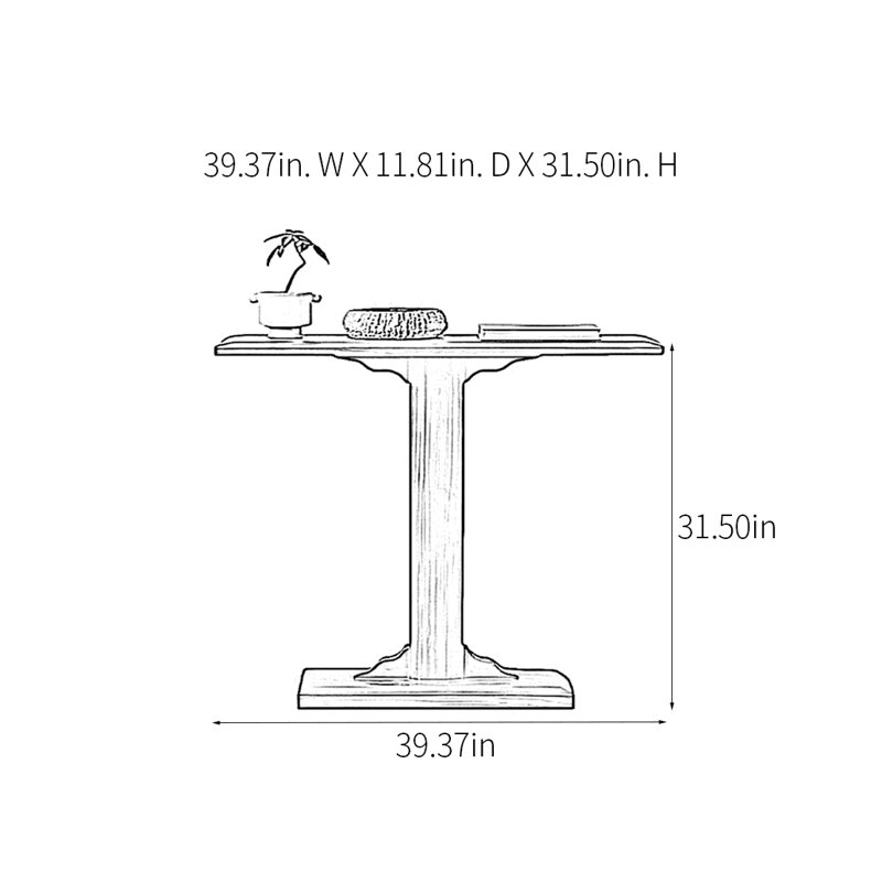 Console Minimalist Art, H 31,5 po x l 39,37 po x P 11,81 po, Brun