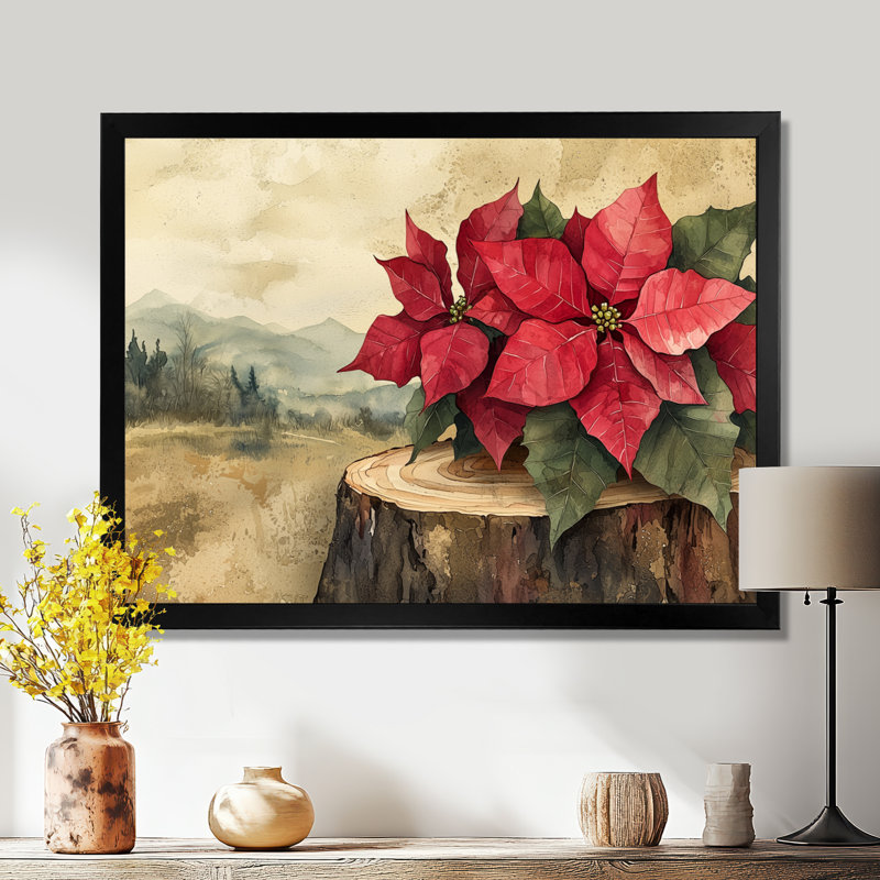 Gerius - art mural floral, H 12 po x l 20 po, Cadre simple noir