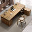 Light Walnut Colour L-Shaped Solid Wood with 7 drawers desk-110097563-110097565