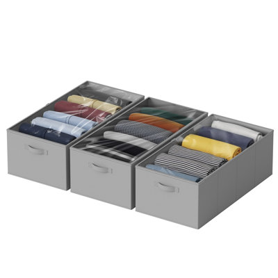 3-pack 10" High Underbed Storage Containers With Lids, Large Storage Organizer Bins For Bedroom, Dorm, Clothes, Closet, Bed Sheets, And Blankets