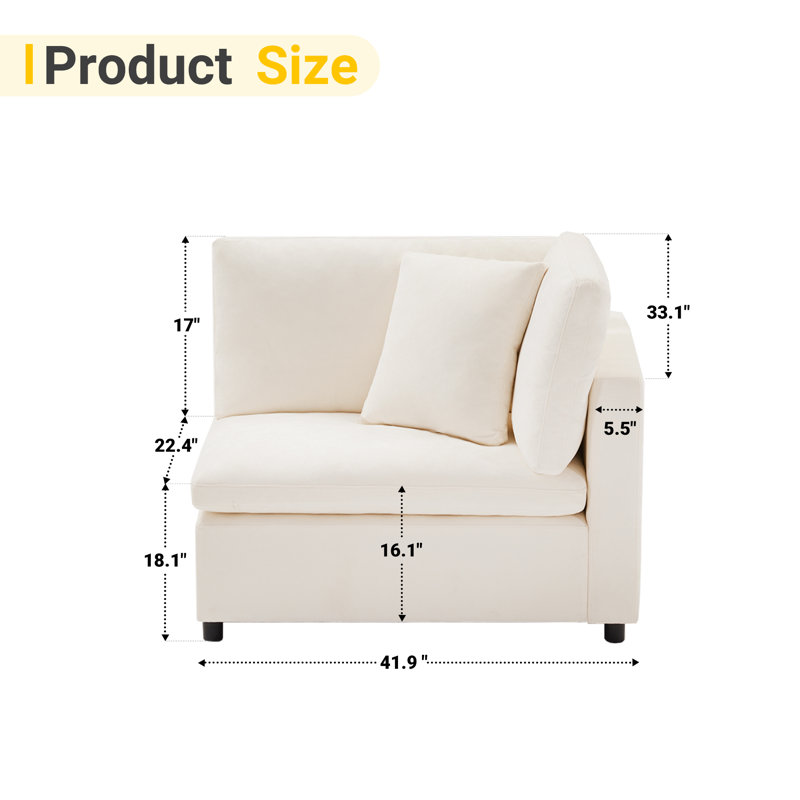 Fauteuil d'angle à 4 places Heffington, Beige
