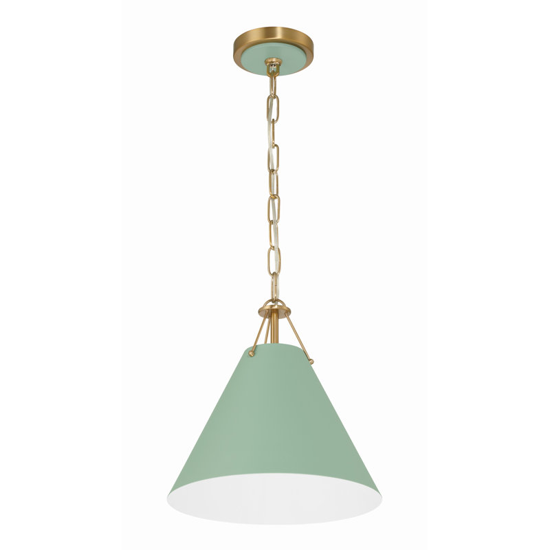 Luminaire suspendu conique en métal 1 lumière Kinston , Vert, Gold