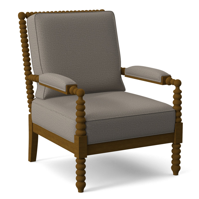 Lind Island 29" Wide Lounge Chair, Havana Finish, Stone Crypton Performance; 0884-83