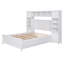 Lit double en bois avec armoire et tablette tout-en-un, blanc-408065830