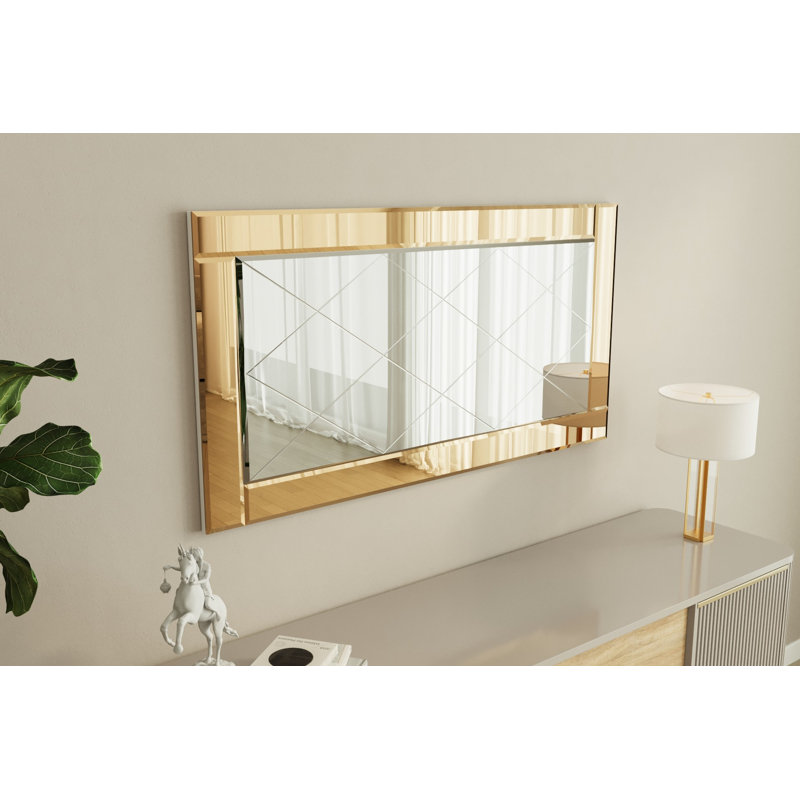 Bisou Rectangle Wall Mirror, Gold