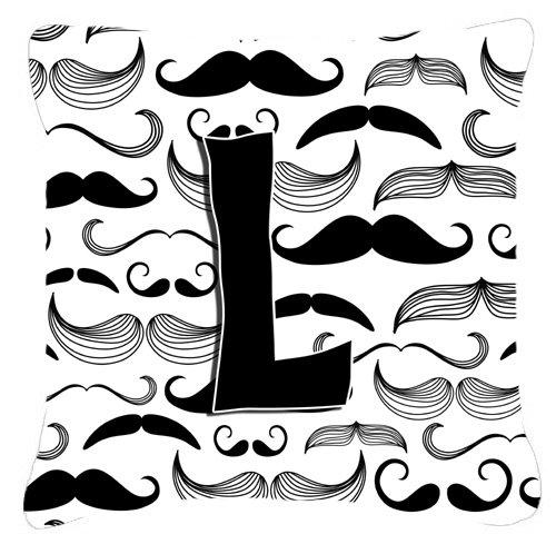 Lettre Moustache Monogram intérieur/extérieur Throw Pillow, 18" H x 18" L x 5.5" D, L