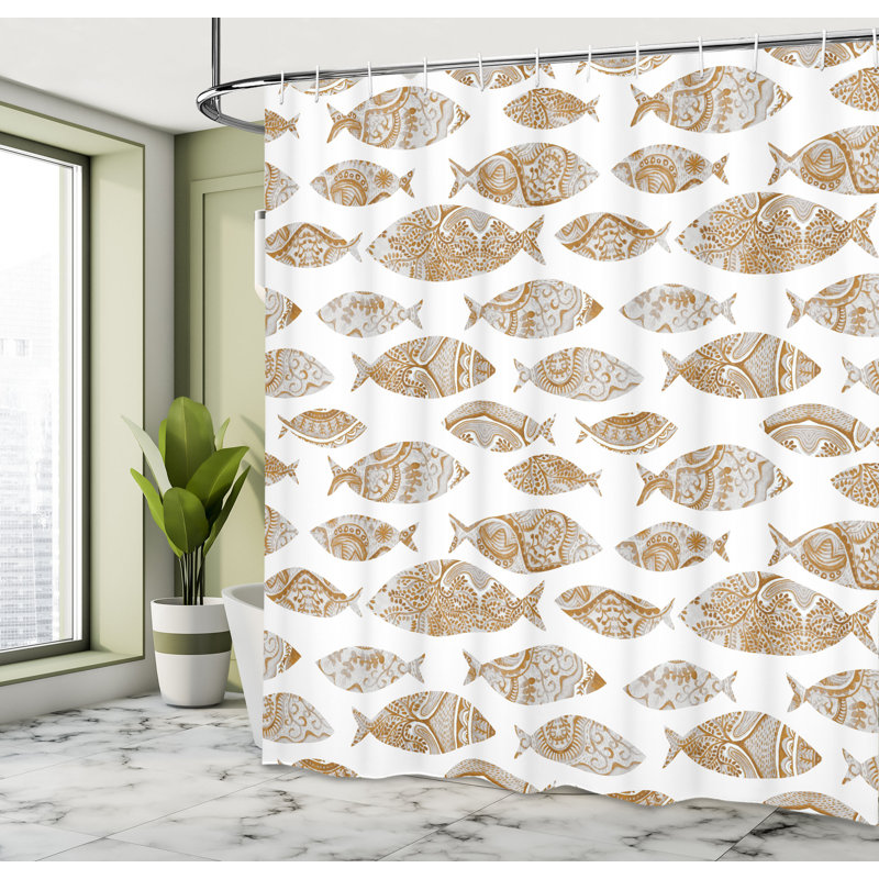 Rideau de douche simple mosaic fish décoration Kentshire, H 70 po x l 69 po, Lavande pâle
