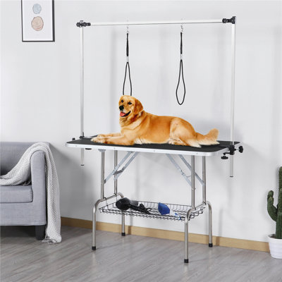 69.7'' H x 46.5'' W x 24'' D Adjustable and Foldable Dog Folding Grooming Table