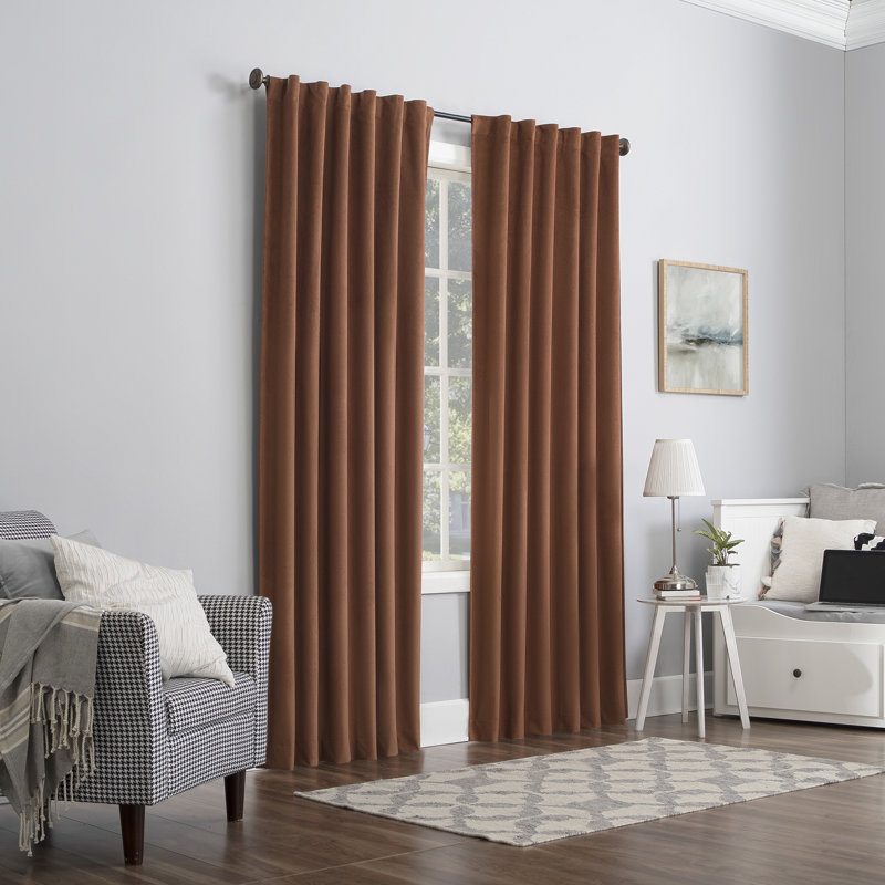 Terracotta Velvet Blackout Back Tab Curtain Panel