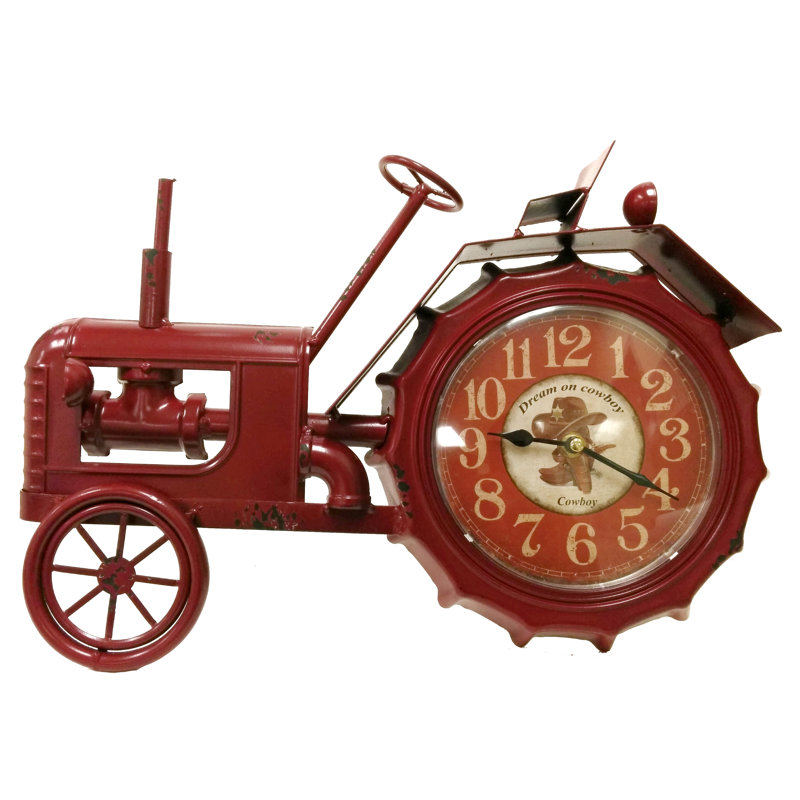 Analog Stainless Steel Quartz Movement / Crystal Tabletop Clock in Red