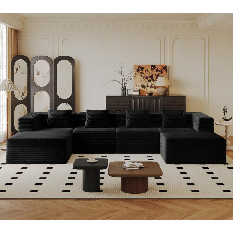 Canapés modulaires à assise profonde | Canapé à compression avec mousse à mémoire de forme haute densité | Revêtement désossé, aucun assemblage requis