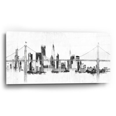 Winston Porter «Bridge and Skyline Silver» par Avery Tillmon, art mural