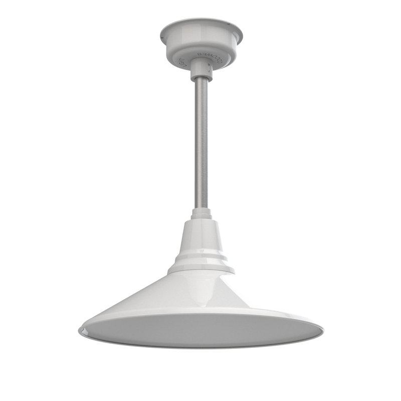 Luminaire suspendu à cône simple 1 lumière Albali, H 48 po x l 18,25 po x P 18,25 po, Blanc