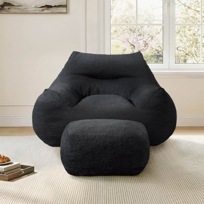 Fauteuil à billes très large avec repose-pieds