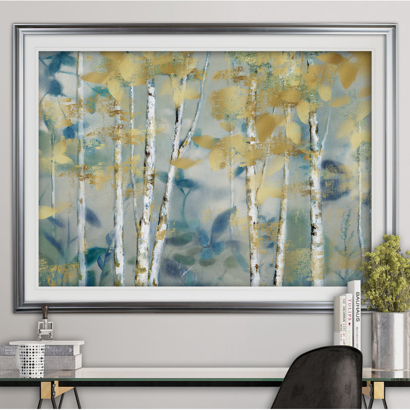 «Gilded Forest I», reproduction de peinture acrylique encadrée, Argent, H 30 po x l 40 po x P 1,5 po