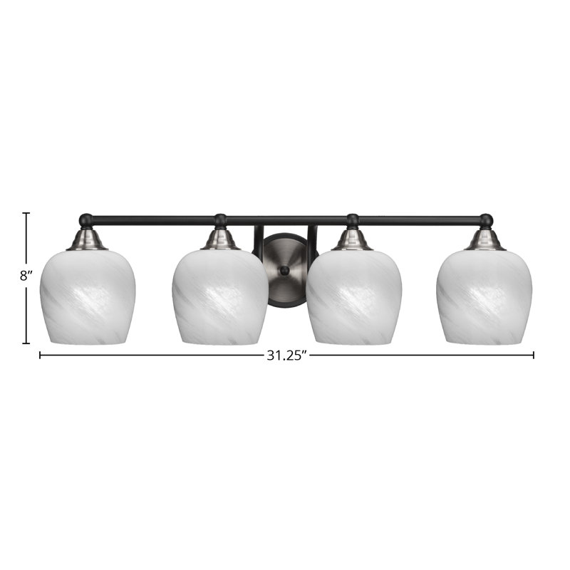 Michell 4-Light Bath Bar, Matte Black/Brushed Nickel