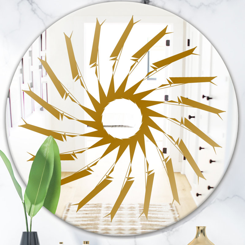 Miroir d'appoint Sunburst I Glam, H 31,5 po x l 31,5 po x P 0,24 po, Or